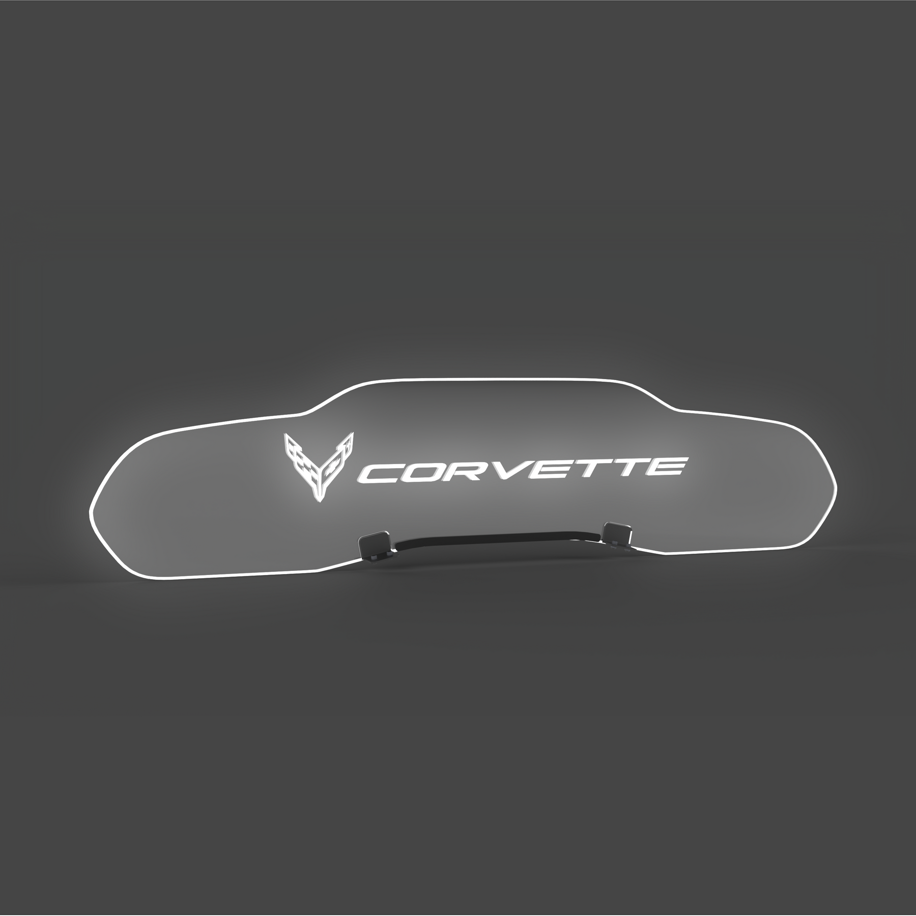 EOS WindRestrictor® C8 Coupe Rear Add On Glow - Flags + Corvette Text, White